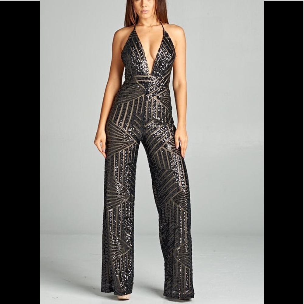 FEMME FATALE SEQUIN JUMPSUIT - BLACK (CUSTOM)